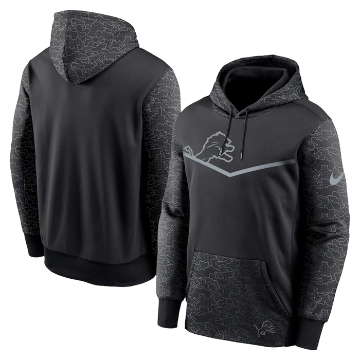 Men's Black Detroit Lions Reflective Therma Hoodie